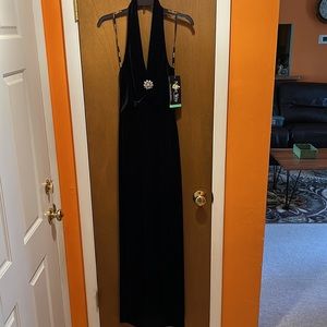 COPY - Long velvet halter neck dress